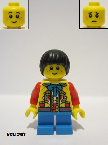 lego 2023 mini figurine hol317 Child Boy Yellow Monkey King Jacket, Dark Azure Short Legs, Black Mop Top 