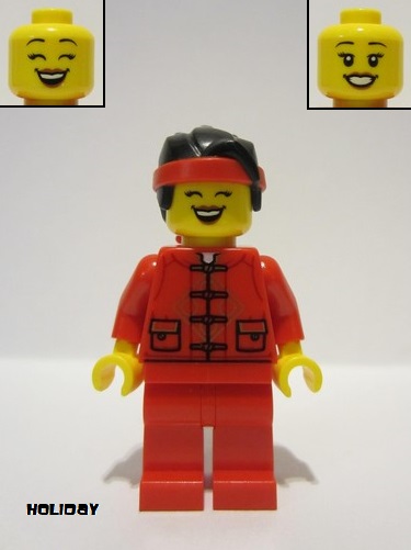 lego 2023 mini figurine hol318 Woman Red Tang Jacket, Red Legs, Black Hair with Red Headband 