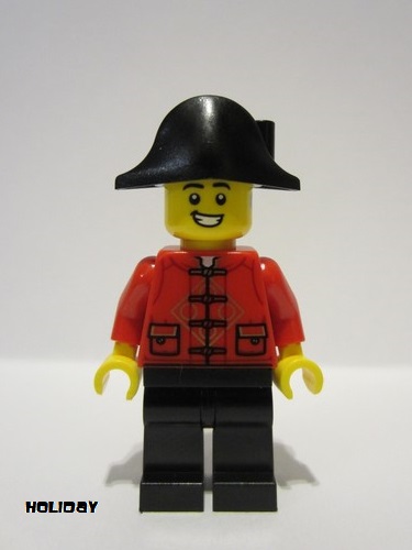 lego 2023 mini figurine hol321 Parade Float Rider Red Tang Shirt, Black Legs, Pirate Bicorne Hat 