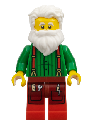 lego 2026 mini figurine hol429 Santa Claus Green Shirt with Suspenders, Red Legs 