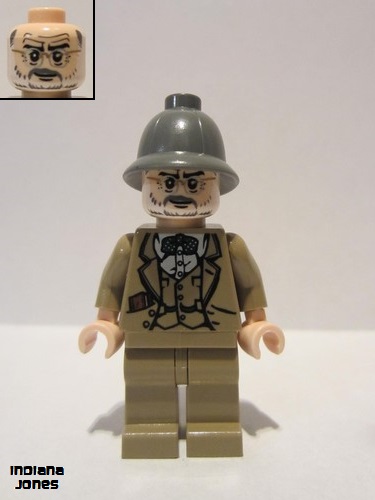 lego 2008 mini figurine iaj002 Henry Jones Sr. Dark Bluish Gray Pith Helmet 