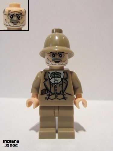 lego 2009 mini figurine iaj030 Henry Jones Sr. Dark Tan Pith Helmet 