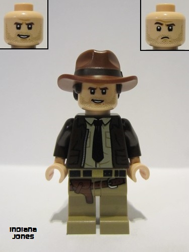 lego 2023 mini figurine iaj046 Indiana Jones Dark Brown Jacket, Reddish Brown Dual Molded Hat with Hair, Light Nougat Hands 