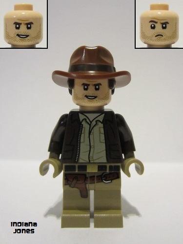 lego 2023 mini figurine iaj049 Indiana Jones Dark Brown Jacket, Reddish Brown Dual Molded Hat with Hair, Dark Tan Hands 