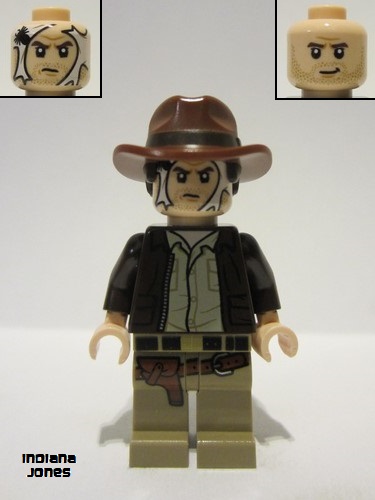 lego 2023 mini figurine iaj056 Indiana Jones Dark Brown Jacket, Reddish Brown Dual Molded Hat with Hair, Spider Web on Face 