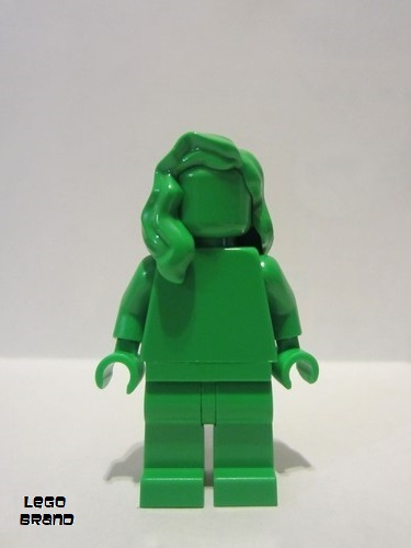 lego 2021 mini figurine tls105 Bright Green Monochrome With Mid-Length Hair over Shoulder 