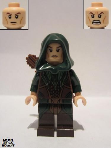 lego 2013 mini figurine lor078 Mirkwood Elf Archer Dark Green Outfit<br/>Dual Sided Head 