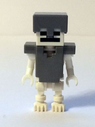 lego 2015 mini figurine min018 Skeleton Minecraft, with Cube Skull - Flat Silver Helmet and Armor
 