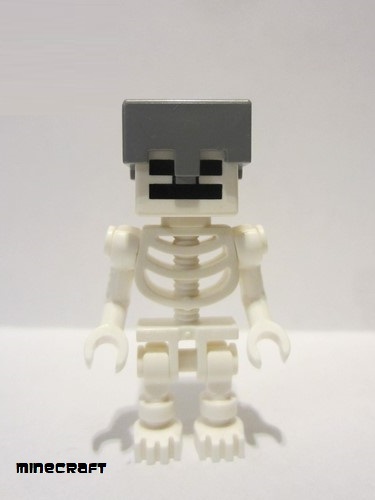 lego 2016 mini figurine min032 Skeleton Minecraft, with Cube Skull - Flat Silver Helmet 