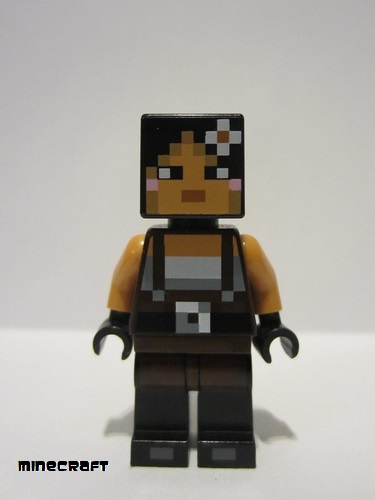 lego 2016 mini figurine min035 Minecraft Skin 2 Pixelated, Female with Flower and Suspenders 