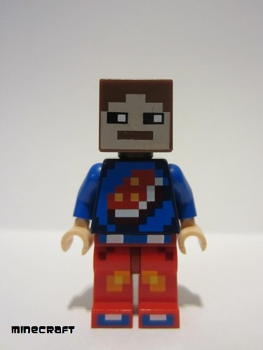 lego 2016 mini figurine min040 Minecraft Skin 7 Pixelated, Blue Shirt with Porkchop Icon 