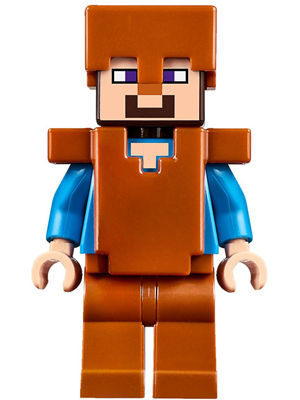 lego 2017 mini figurine min044 Steve Dark Orange Helmet, Armor and Legs 