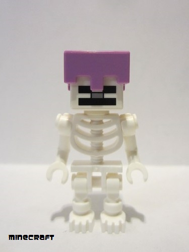 lego 2018 mini figurine min065 Skeleton Minecraft, with Cube Skull - Medium Lavender Helmet 