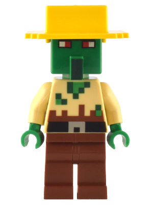 lego 2022 mini figurine min135 Zombie Villager Tan Torso, Yellow Hat 