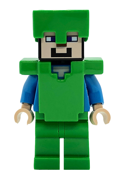 lego 2023 mini figurine min140 Steve Bright Green Helmet and Armor 