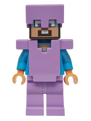 lego 2025 mini figurine min214 Steve Nougat - Medium Lavender Legs, Helmet and Armor, Dark Azure Around Eyes 