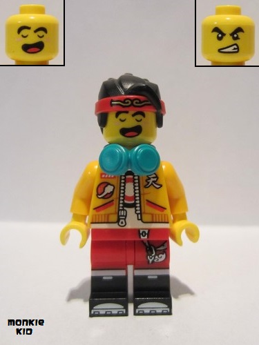 lego 2020 mini figurine mk021 Monkie Kid Bright Light Orange Jacket, Headphones (Happy / Fierce) 