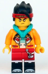 lego 2021 mini figurine mk041 Monkie Kid Bright Light Orange Jacket, Dark Turquoise Hood (Golden Eyes) 