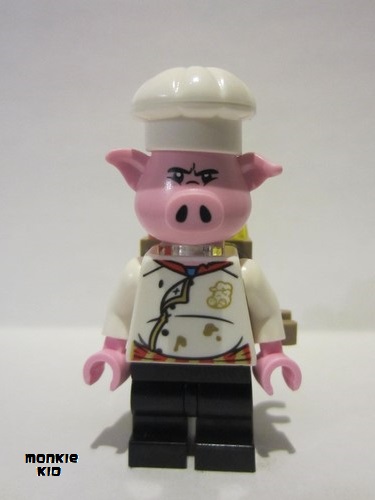 lego 2022 mini figurine mk067 Pigsy White Chef Jacket, Black Medium Legs, Portable Kitchen 