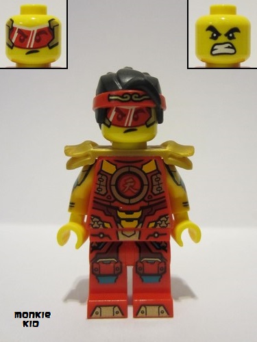 lego 2022 mini figurine mk074 Monkie Kid Battle Armor, Pearl Gold Shoulder Pads 