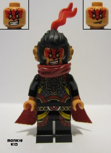lego 2022 mini figurine mk090 Evil Macaque Black and Red Armor, Dark Red Cape, Cat Tail 