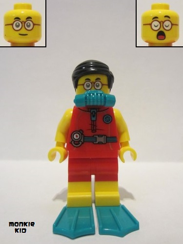 lego 2022 mini figurine mk095 Mr. Tang Red Diving Suit 