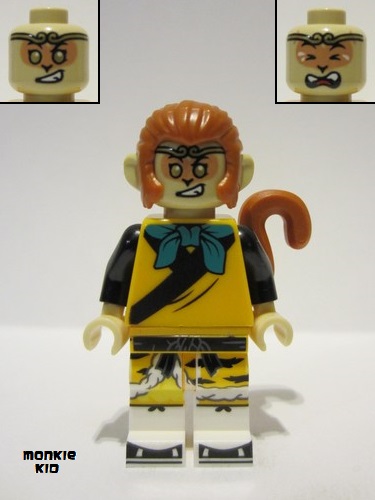 lego 2023 mini figurine mk132 Monkey King Bright Light Orange Robe, Black Animal Stripes, Dark Turquoise Bandana 
