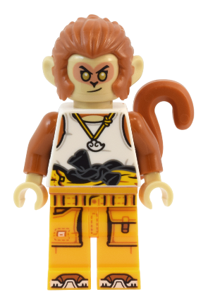 lego 2024 mini figurine mk149 Monkey King White Tank Top, Bright Light Orange Racing Suit 