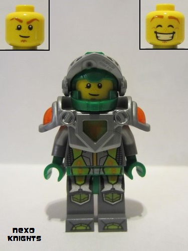 lego 2016 mini figurine nex004 Aaron Flat Silver Visor, Clip, Curved Slope and Tow Ball on Back 