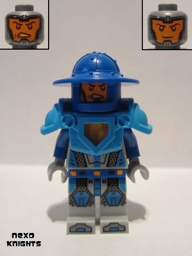 lego 2016 mini figurine nex038 Nexo Knight Soldier Dark Azure Armor, Blue Helmet with Broad Brim 