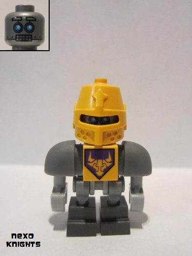 lego 2017 mini figurine nex094 Axl Bot Dark Bluish Gray Shoulders and Yellow Helmet 