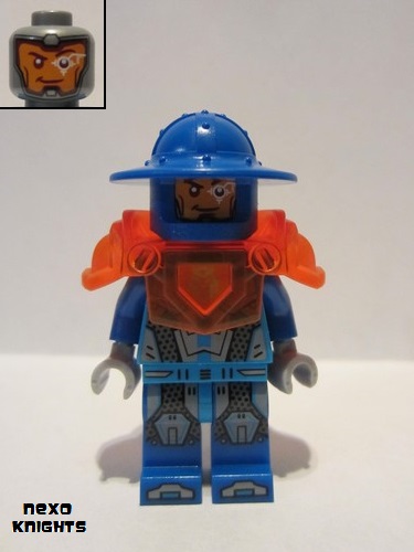 lego 2017 mini figurine nex109 Royal Soldier / Guard Trans-Neon Orange Armor, Disc on Back 