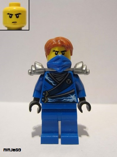 lego 2014 mini figurine njo0103 Jay Rebooted, Flat Silver Shoulder Armor 