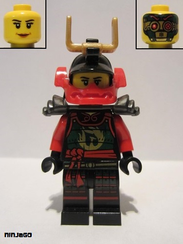 lego 2015 mini figurine njo0132 Samurai X (Nya) Head Mask, Pearl Dark Gray Armor 