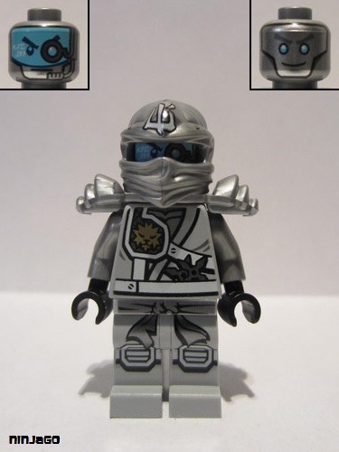 lego 2015 mini figurine njo111 Zane Titanium Ninja Light Bluish Gray, Armor 