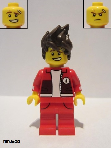 lego 2017 mini figurine njo0327 Kai Hair, Red Legs and Jacket, Bandage on Forehead 