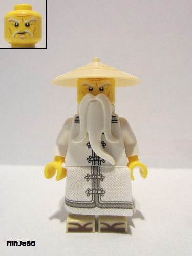lego 2017 mini figurine njo0354 Sensei Wu White Robe, Zori Sandals 