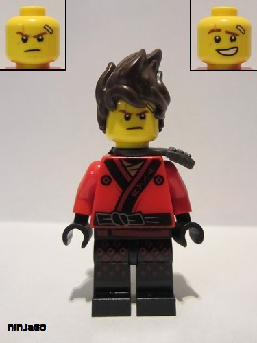 lego 2017 mini figurine njo0360 Kai Hair, Pearl Dark Gray Katana Holder 