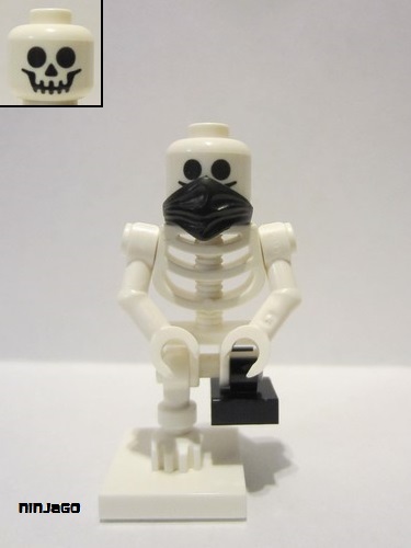 lego 2018 mini figurine gen094 Skeleton With Standard Skull, Scarf, Bent Arms and Short Black Leg 