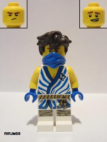 lego 2021 mini figurine njo0648 Jay Legacy, White Tunic with Blue Trim and Stripes 
