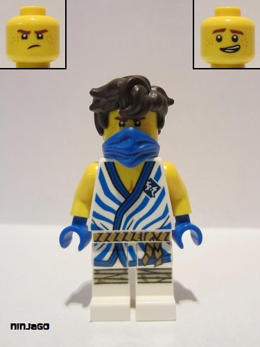 lego 2021 mini figurine njo648 Jay Legacy, White Tunic with Blue Trim and Stripes 