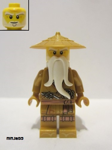 lego 2021 mini figurine njo731 Sensei Wu Pearl Gold Robe, White Beard 