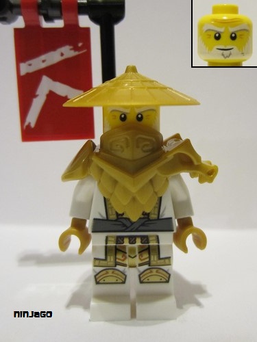 lego 2022 mini figurine njo0784 Sensei Wu Crystallized with Flag 