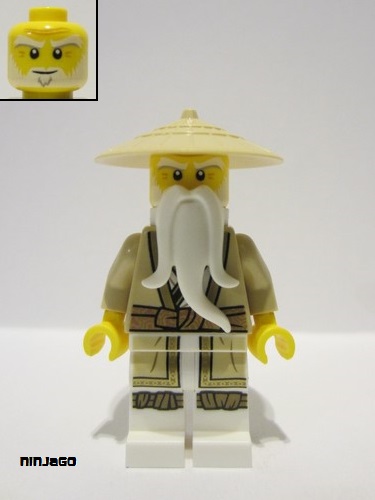 lego 2023 mini figurine njo0805 Wu Sensei Legacy, Tan Robe, Braided Ponytail 