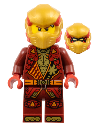 lego 2025 mini figurine njo925 Kai Dragons Rising, Tunic with Shoulder Armor, Red and Pearl Gold Head Wrap 