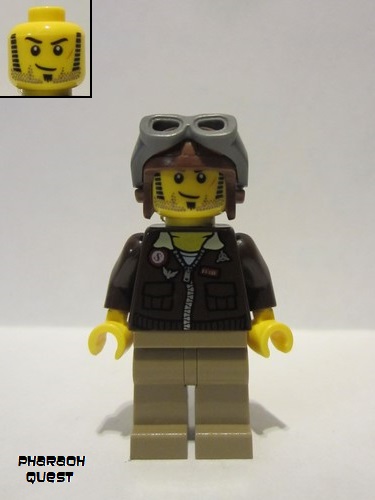 lego 2011 mini figurine pha001 Jake Raines Aviator Jacket, Aviator Cap 