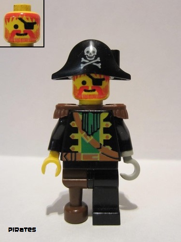 lego 1989 mini figurine pi055 Captain Red Beard With Pirate Hat with Skull 