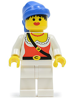 lego 1989 mini figurine pi056 Pirate Female, White Legs, Blue Bandana 