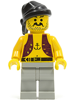 lego 1996 mini figurine pi012 Pirate Anchor Shirt, Light Gray Legs, Black Bandana 