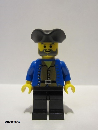 lego 1996 mini figurine pi033 Pirate Brown Shirt, Black Legs, Black Pirate Triangle Hat 